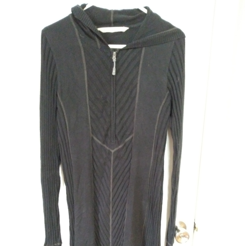Athleta Black Hooded Sweater Dress XL